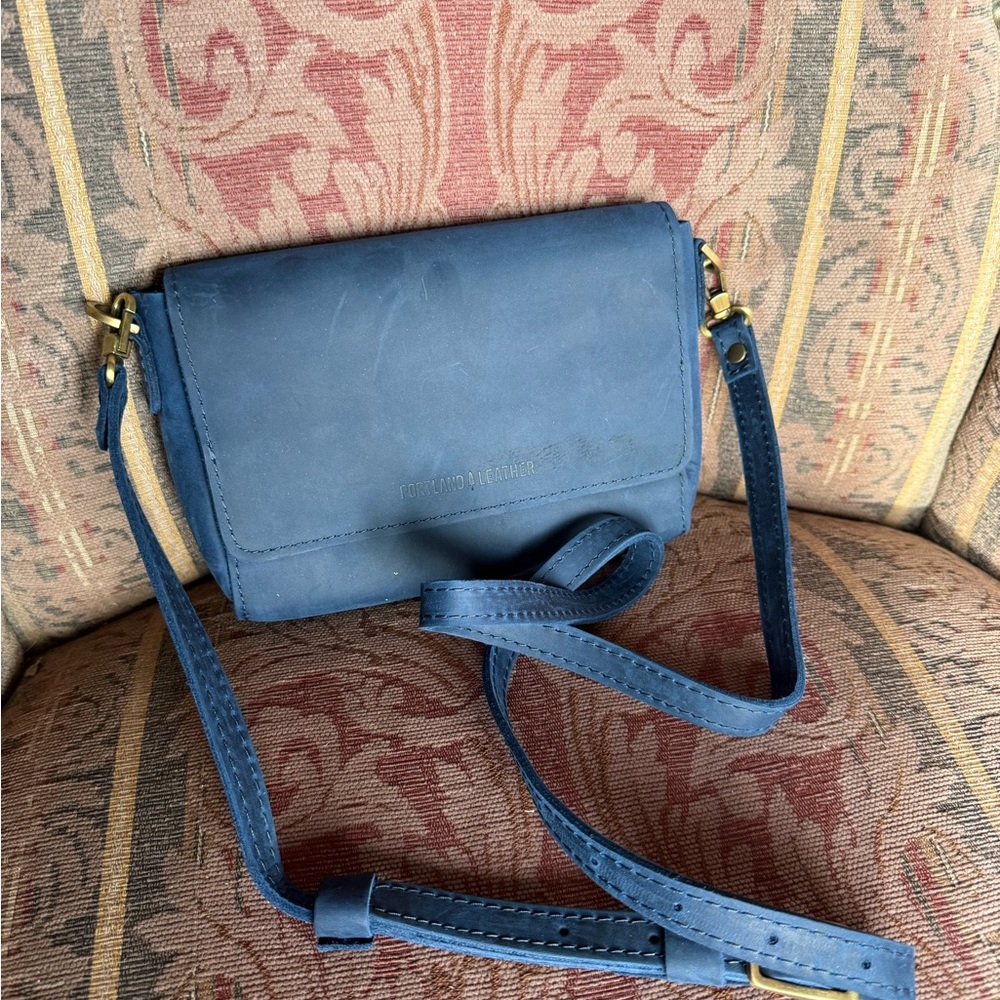 Portland Leather Dark Blue Brushed Crossbody
